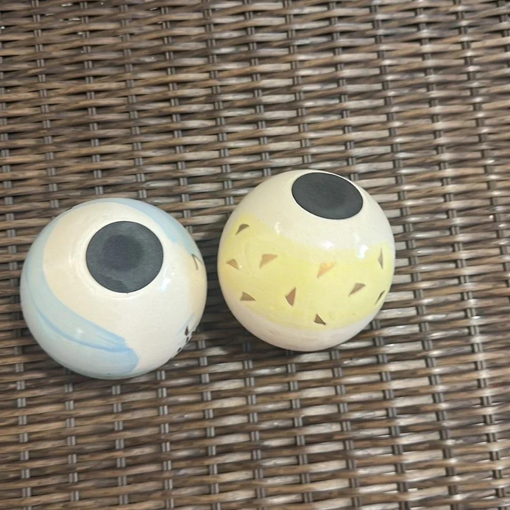 Pier 1 Abstract painted ceramic decorative sphere set of 2